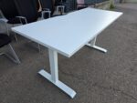 Freestanding White Office Desk with Fixed Height Metal Frame - 160 x 70cm - Image 3