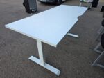 Freestanding White Office Desk with Fixed Height Metal Frame - 160 x 70cm - Image 6