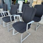 Kinnarps Cantilever Meeting Chairs with Black Fabric | Set of 6 Stackable Seats