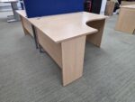 Left Hand Office Desk 140cm | Beech Effect, Wave Top and Modesty Panel - Image 5