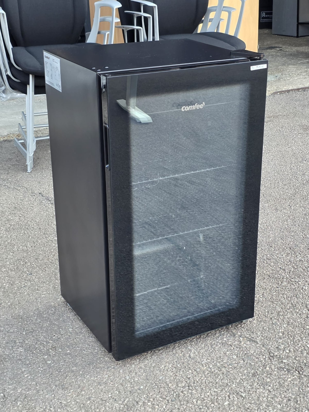 57-274 Comfee Drinks Fridge Cooler with Reversible Glass Door | 93L Volume - Black - Image 1