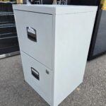 A4 Metal Filing Cabinet - 2 Drawer White Lockable Office Storage - 67cm