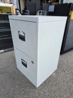 A4 Metal Filing Cabinet - 2 Drawer White Lockable Office Storage - 67cm