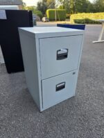 A4 Metal Filing Cabinet - 2 Drawer White Lockable Office Storage - 67cm - Image 2