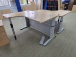 Left Hand Adjustable Desk with Wave Beech Top and 3 Drawer Pedestal - 160cm