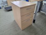 Left Hand Adjustable Desk with Wave Beech Top and 3 Drawer Pedestal - 160cm - Image 12