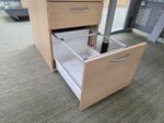Left Hand Adjustable Desk with Wave Beech Top and 3 Drawer Pedestal - 160cm - Image 13