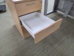 Left Hand Adjustable Desk with Wave Beech Top and 3 Drawer Pedestal - 160cm - Image 14