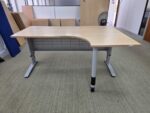 Right Hand Adjustable Desk with Wave Effect Beech Top and Steel Frame - 160cm - Image 2