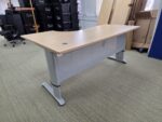 Right Hand Adjustable Desk with Wave Effect Beech Top and Steel Frame - 160cm - Image 4