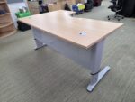 Right Hand Adjustable Desk with Wave Effect Beech Top and Steel Frame - 160cm - Image 6