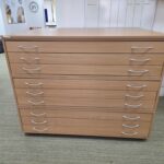 A0 Office Plan Chest | 9 Drawer Beech Effect Flat File Modular Cabinet - 130cm