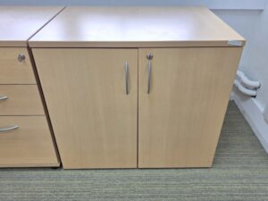 Beech Office Cupboard with Lockable Double Doors and Adjustable Shelf - 80cm