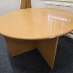 Office Circular Meeting Table | Beech Finish Unit with Cross Base - 122cm