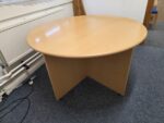 Office Circular Meeting Table | Beech Finish Unit with Cross Base - 122cm - Image 2
