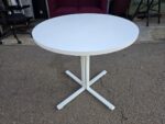 White Circular Meeting Table | Round Office Table with Metal Star Base - 80cm