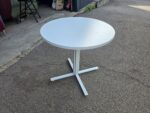 White Circular Meeting Table | Round Office Table with Metal Star Base - 80cm - Image 2