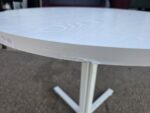 White Circular Meeting Table | Round Office Table with Metal Star Base - 80cm - Image 3