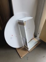 White Circular Meeting Table | Round Office Table with Metal Star Base - 80cm - Image 9