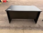 Black Office Desk w/ Cable Ports, Modesty Panel Free Standing Workstation 140 cm