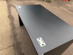 Black Office Desk w/ Cable Ports, Modesty Panel Free Standing Workstation 140 cm - Image 12