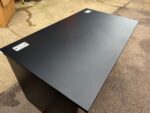 Black Office Desk w/ Cable Ports, Modesty Panel Free Standing Workstation 140 cm - Image 13