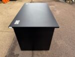 Black Office Desk w/ Cable Ports, Modesty Panel Free Standing Workstation 140 cm - Image 14