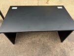 Black Office Desk w/ Cable Ports, Modesty Panel Free Standing Workstation 140 cm - Image 15