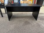 Black Office Desk w/ Cable Ports, Modesty Panel Free Standing Workstation 140 cm - Image 17