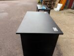 Black Office Desk w/ Cable Ports, Modesty Panel Free Standing Workstation 140 cm - Image 18