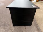 Black Office Desk w/ Cable Ports, Modesty Panel Free Standing Workstation 140 cm - Image 19