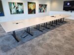 Large Modular Boardroom Table – Grey Conference Table with Integrated Power