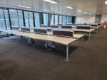Steelcase 8-Person Desk - Bench with Double Wave White Top and Screens - 160cm