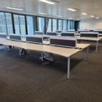 Steelcase 8-Person Desk - Bench with Double Wave White Top and Screens - 160cm