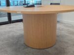 Round Oak Meeting Table – Pedestal Design with Integrated Power and USB - 150cm - Image 3