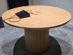 Round Oak Meeting Table – Pedestal Base with Integrated Power and USB - 120cm - Image 15