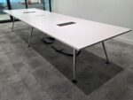 14-Person Boardroom Table - 400cm White Conference Table with Integrated Power
