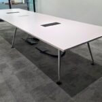 14-Person Boardroom Table - 400cm White Conference Table with Integrated Power