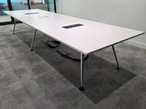 14-Person Boardroom Table - 400cm White Conference Table with Integrated Power