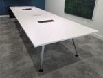 14-Person Boardroom Table - 400cm White Conference Table with Integrated Power - Image 2