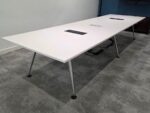 14-Person Boardroom Table - 400cm White Conference Table with Integrated Power - Image 3