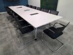 14-Person Boardroom Table - 400cm White Conference Table with Integrated Power - Image 18