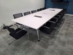 14-Person Boardroom Table - 400cm White Conference Table with Integrated Power - Image 19
