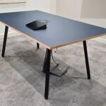 6 Person Meeting Table - Matt Navy Blue Boardroom Table with Power - 180cm