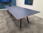 Matt Navy Boardroom Table with Dual-Sided Power and USB - 400cm Modern Unit