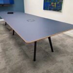 Matt Navy Boardroom Table with Dual-Sided Power and USB - 400cm Modern Unit