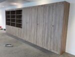 6x Storage Cabinet Set - Grey Wood Effect Cupboards - 604W × 223H × 50D cm