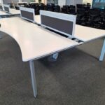 Steelcase White Bench Desk, 4-Person Workstation with Double Wave Top - 160cm
