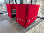 Vitra Alcove Cabin Booth - 4 Person Red Privacy Pod with White Power Table