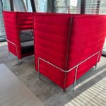 Vitra Alcove Cabin Booth - 4 Person Red Privacy Pod with White Power Table